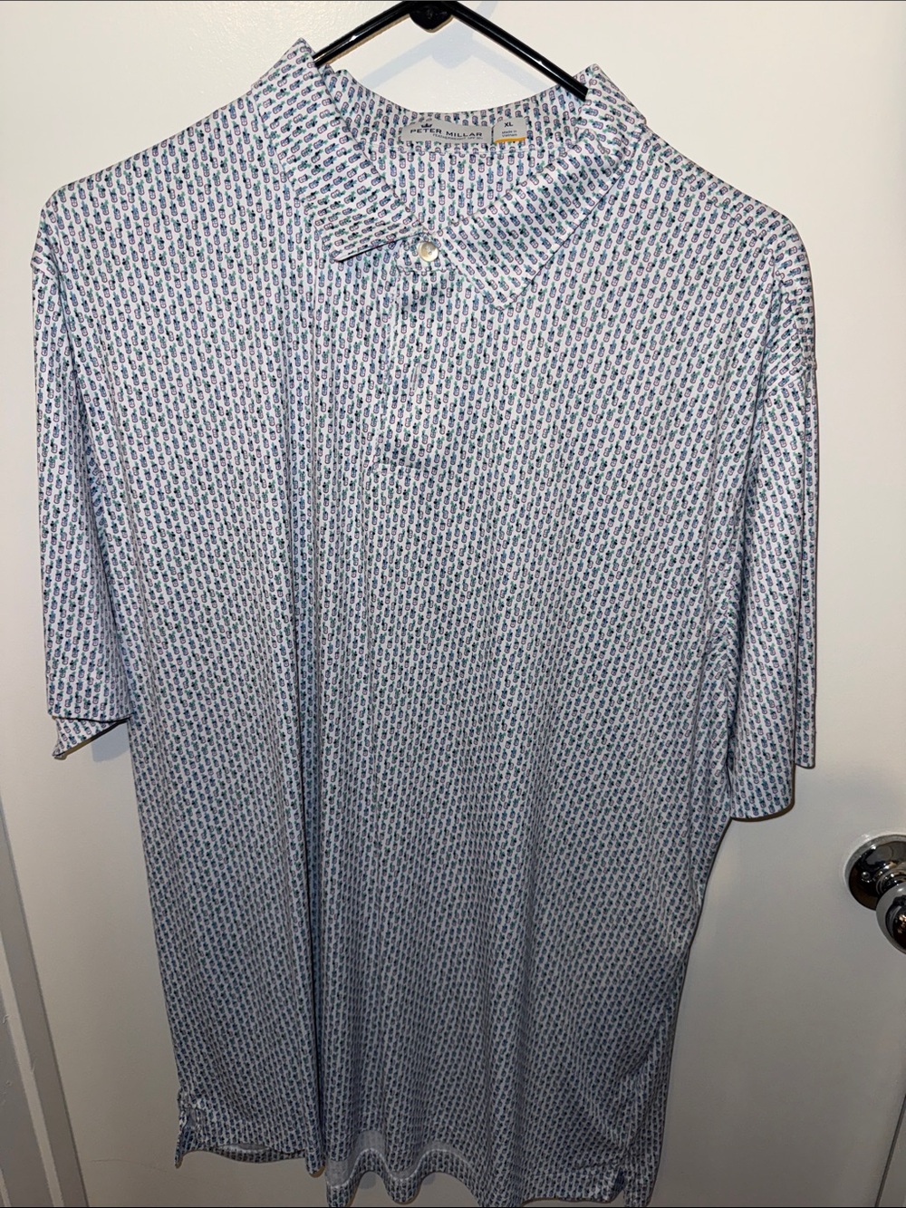 Peter Millar Light Blue Micro-Print Polo